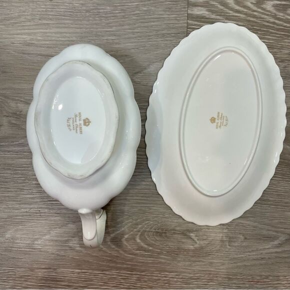 Royal Albert Bol D’or Gravy Boat & Underplate Bone China England Vintage - Picture 9 of 10